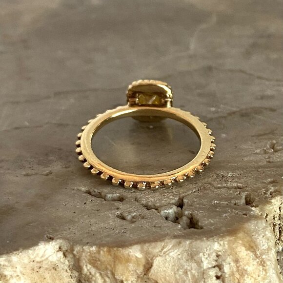 Gold Vermeil Sterling Silver 925 Square Yellow Cubic Zirconia Solitaire Ring 5 - Picture 8 of 16